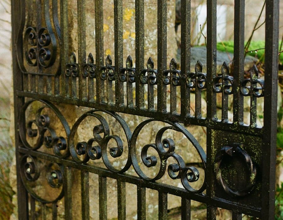 Designer wrought iron entrance gate